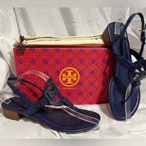 Tory Burch size 9 Navy Sea Miller sandal with original box and dust bag